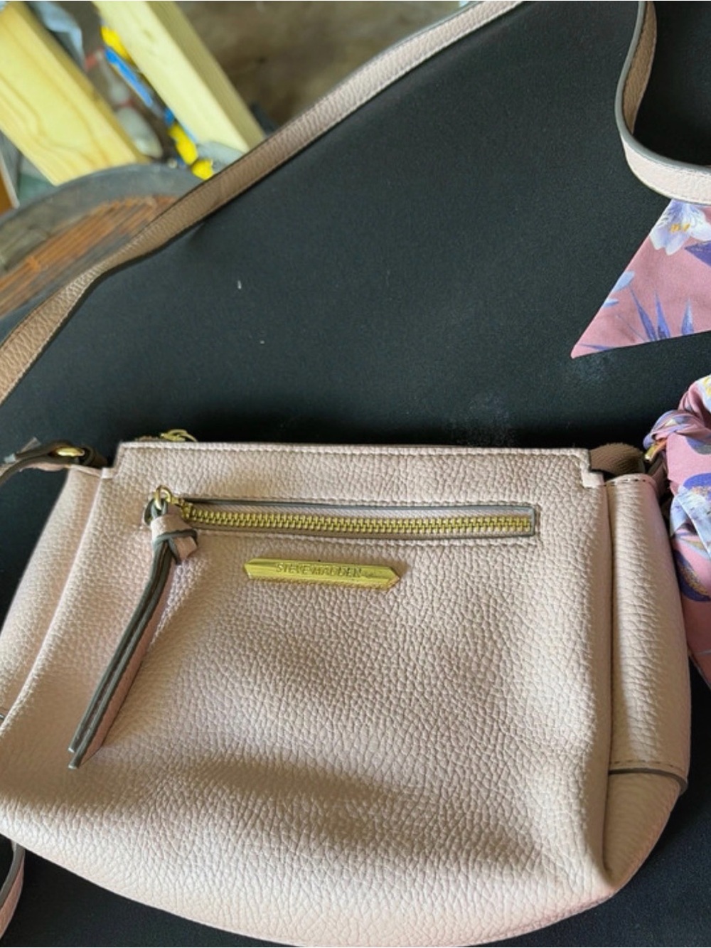 Steve Madden Light Blush Pink Pebbled Crossbody Bag with Gold Hardware